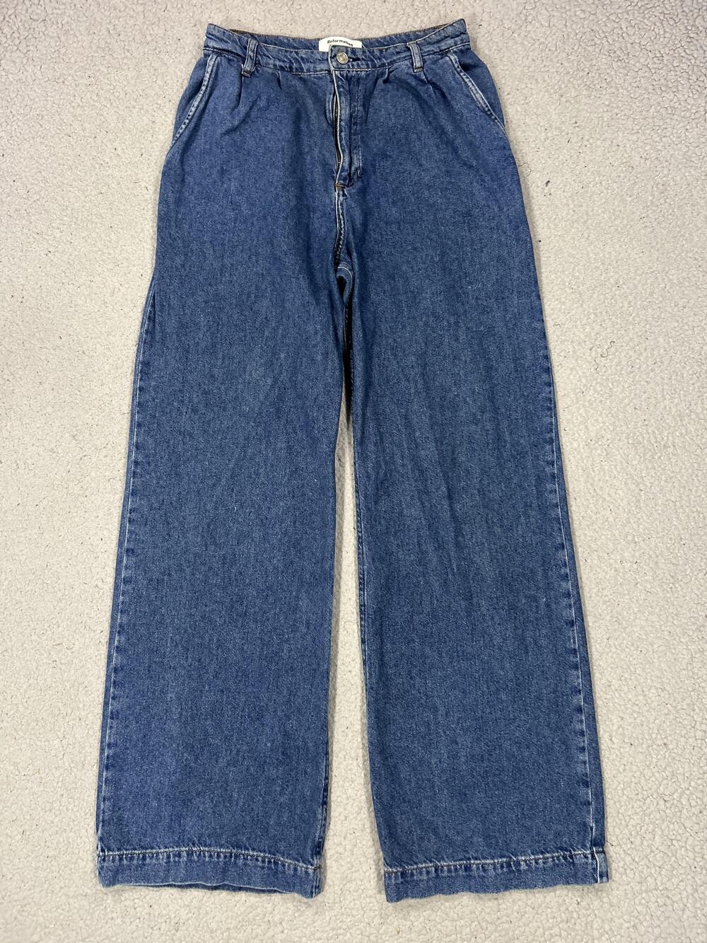 Reformation Jeans Womens 27 Blue Medium Wash High Rise Pleated Wide Leg Denim